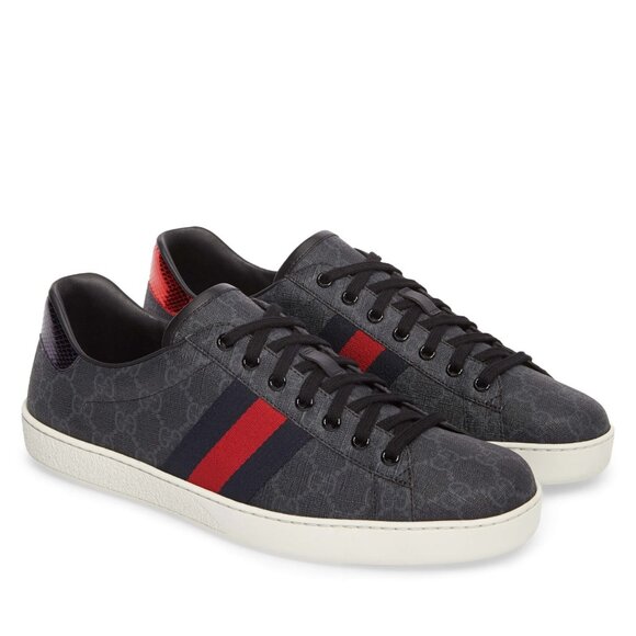 Gucci Men's Monogram New Ace GG Supreme Low Top Sneakers size 9 US or 8 UK NEW - Picture 1 of 10